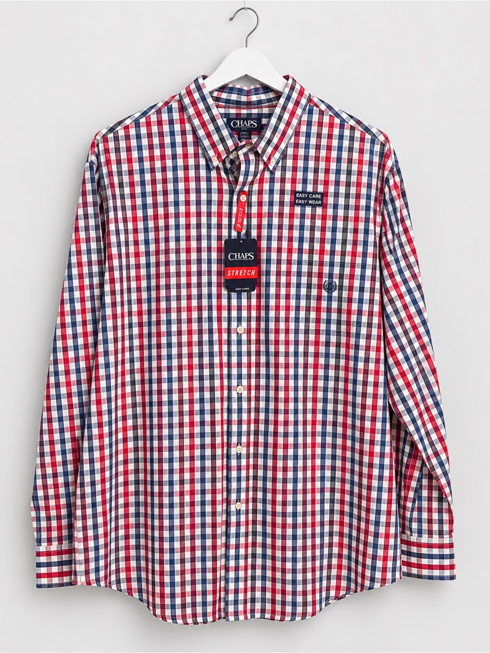 Chaps Red, Blue & White Plaid Button-Down Shirt